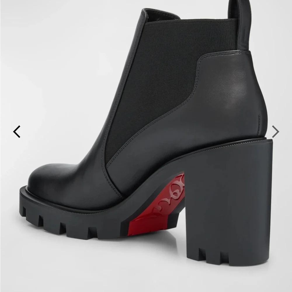 Christian Louboutin women’s 70mm Marchacroche Leather Chelsea Booties 38 boots - Picture 4 of 16